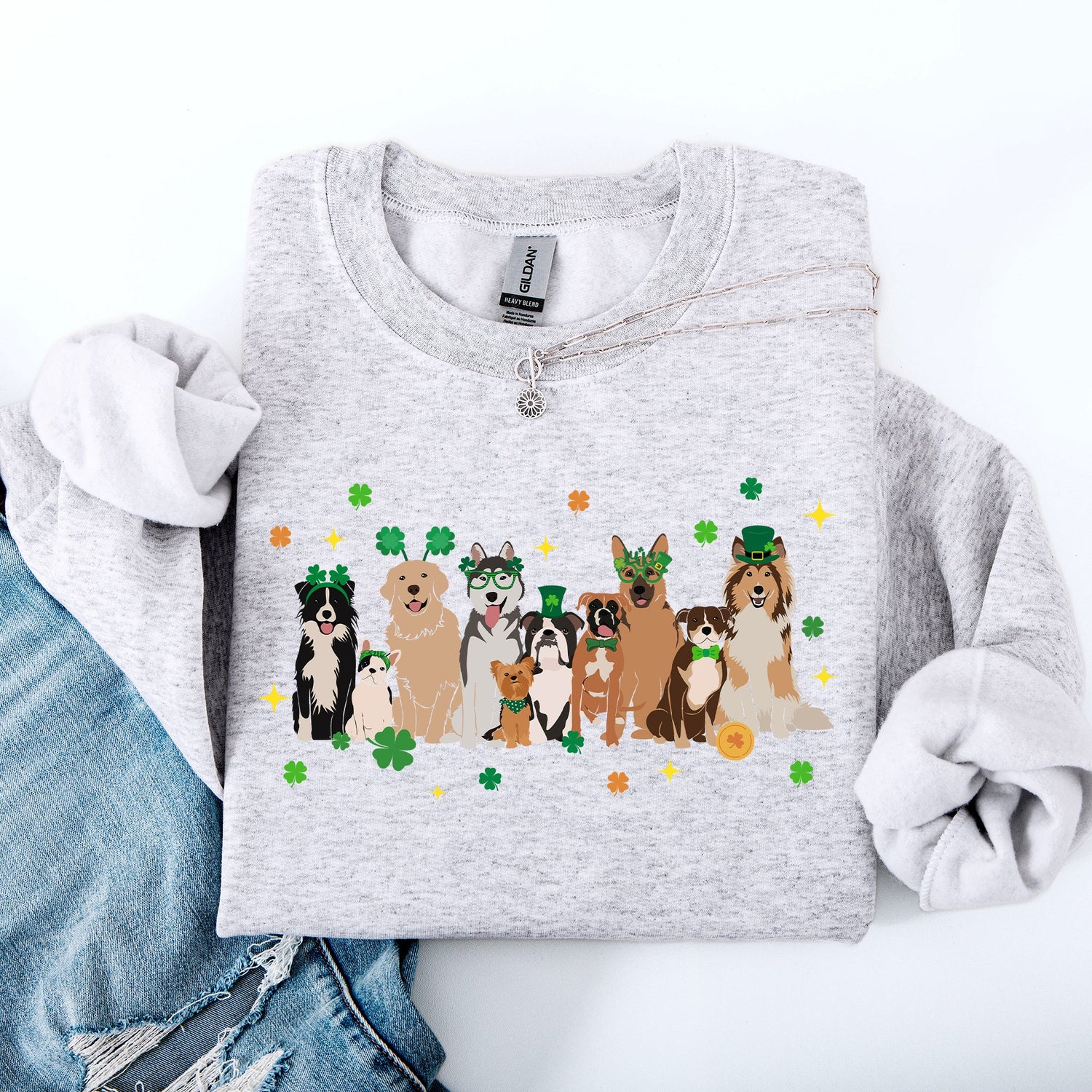 St Patrick's Dogs, Cute, St Patrick's Day, Shamrock, Clover, Lucky, Leprechaun Sweatshirt