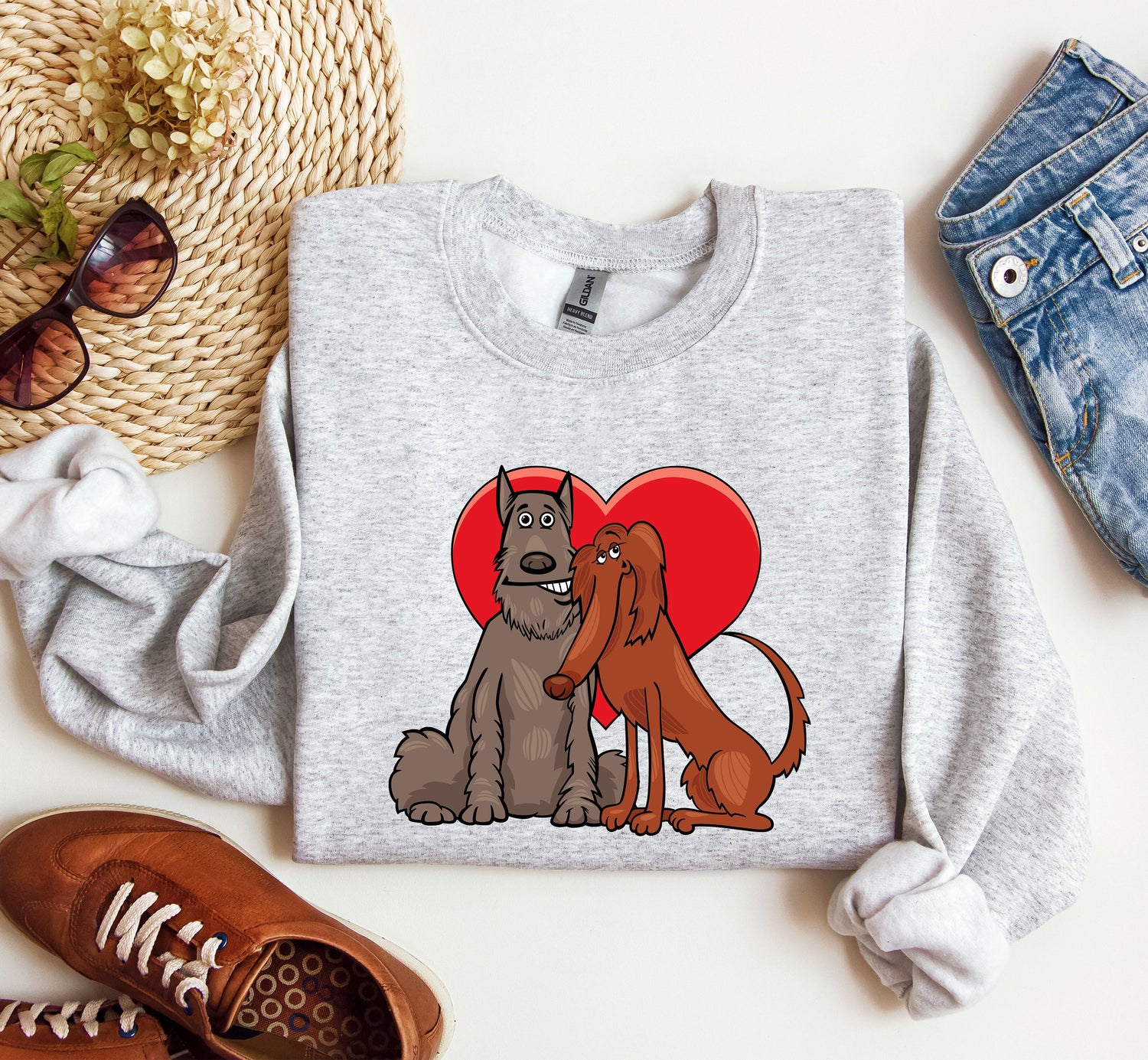 Dog Lovers Funny Retro Sweatshirt, Vintage Valentine's Day Sweatshirt