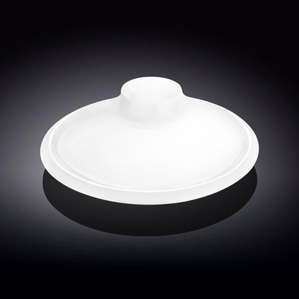 Set Of 3 White Round Platter With Sauce Compartment 10" inch |
