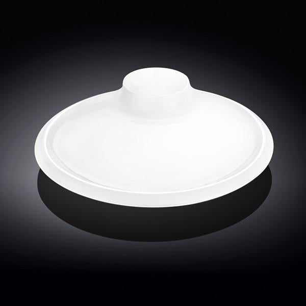 Set Of 3 White Round Platter With Sauce Compartment 12" inch |