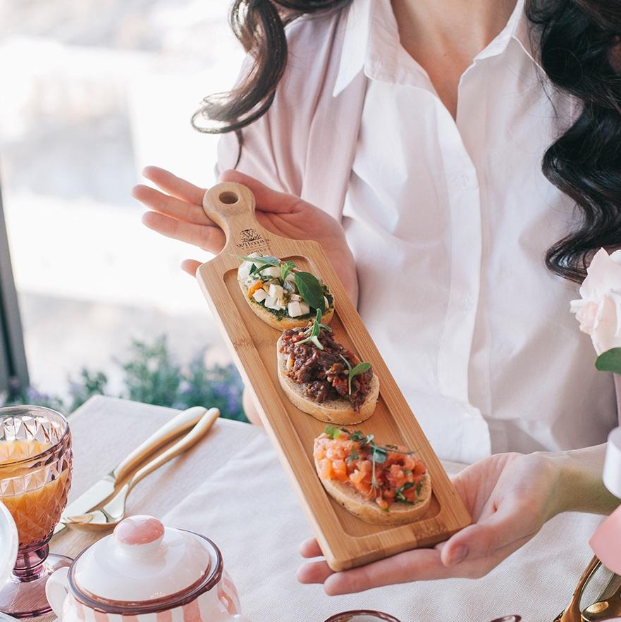 Set Of 5 Bamboo Tray 14.5" inch X 3.75" inch | For Appetizers / Barbecue / Burger Sliders