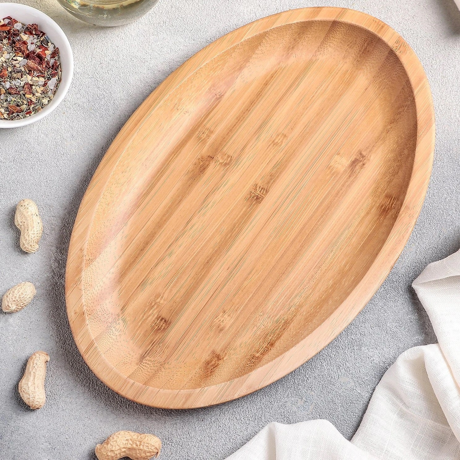 Set Of 3 Bamboo Oval Platter 17" inch X 12.5" inch | For Appetizers / Barbecue / Steak