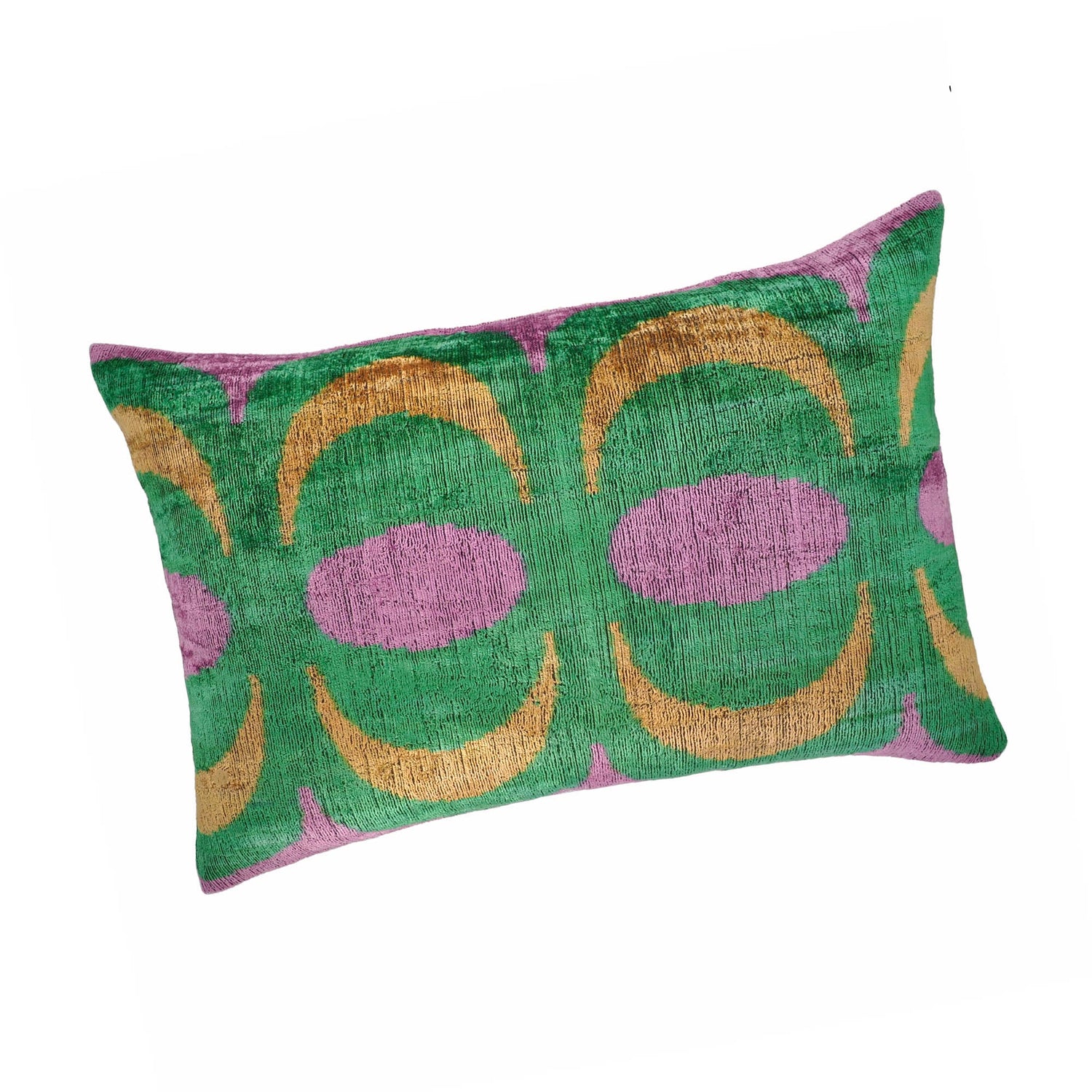 Bongo Silk Velvet Ikat Throw Pillow, 16" X 24"