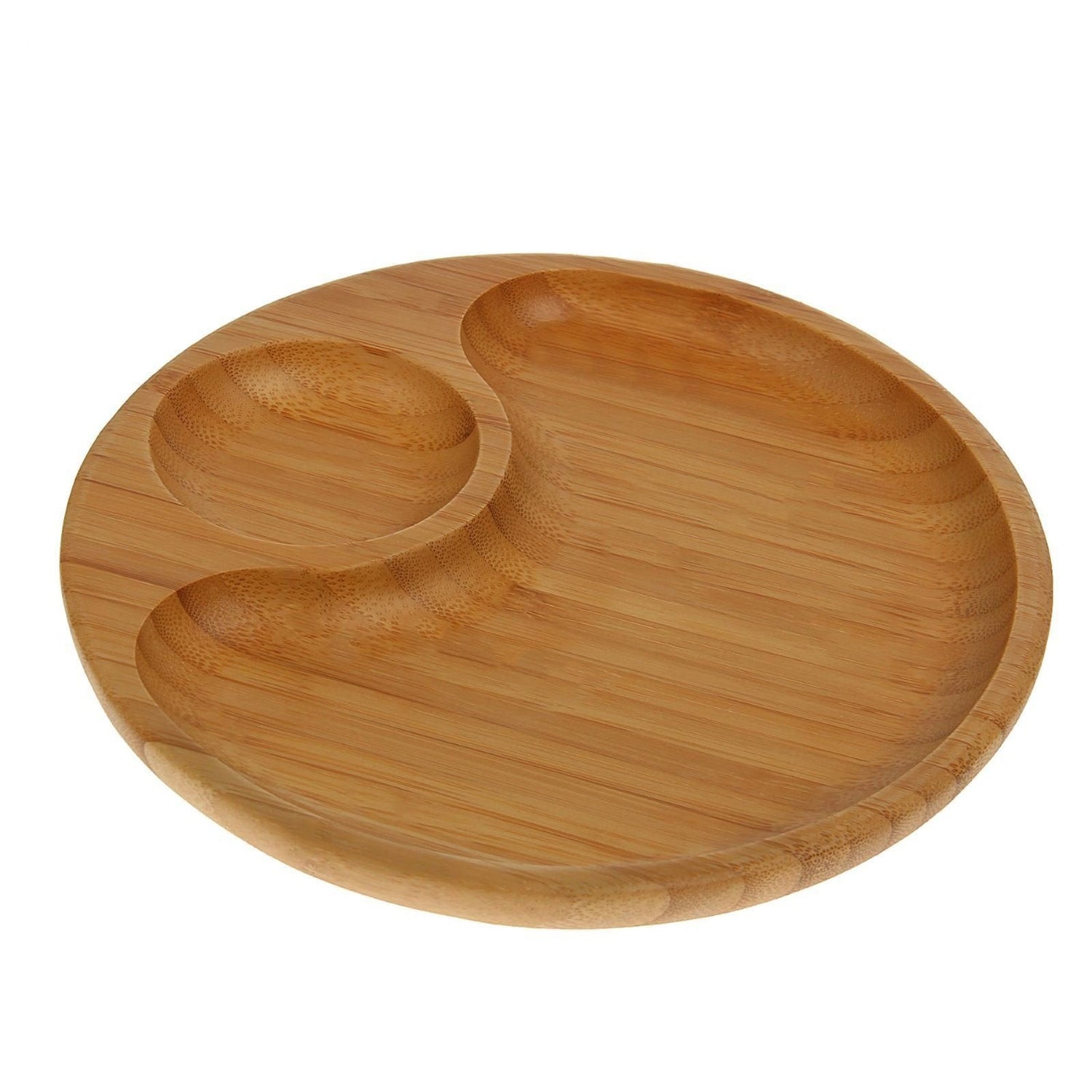 Bamboo Round 2 Section Platter 8" inch | For Appetizers / Barbecue / Burger Sliders