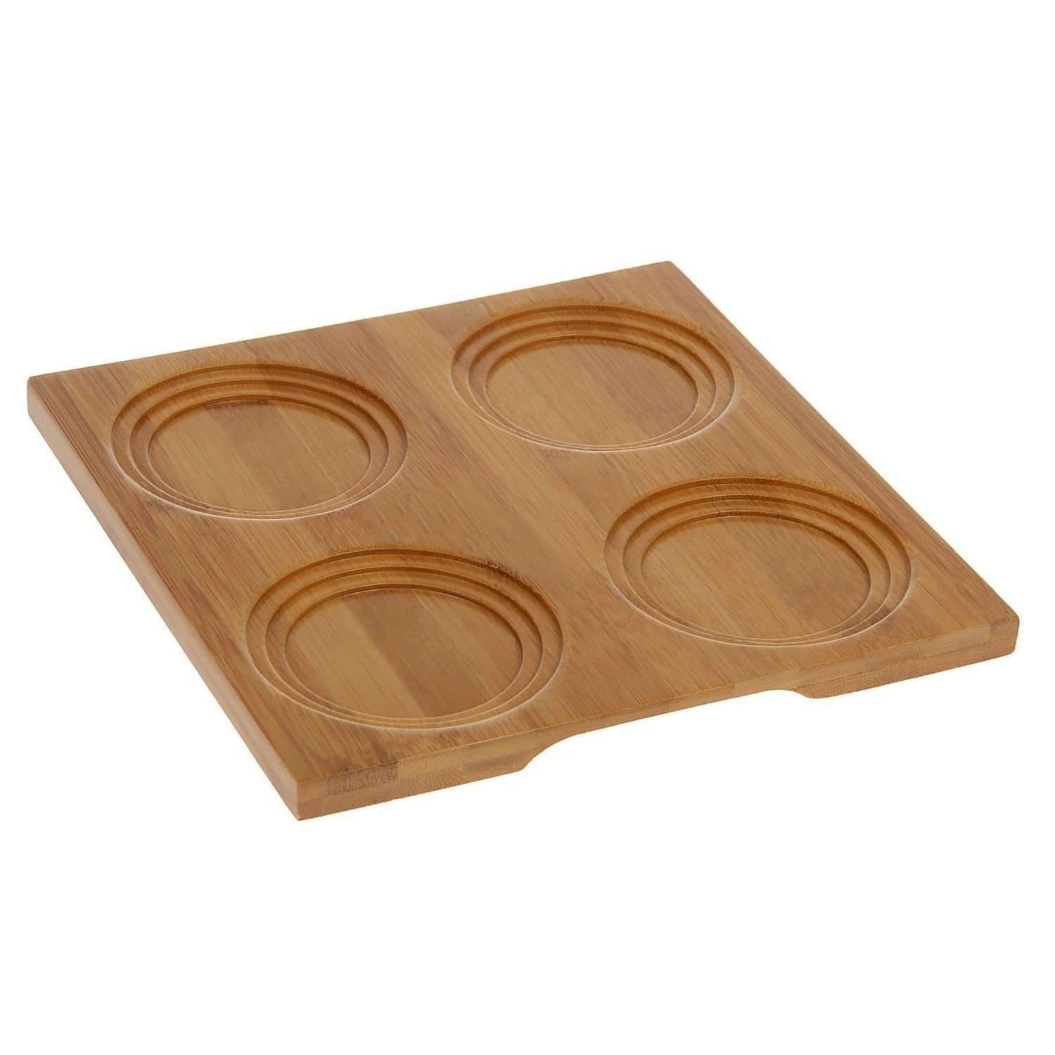 Set Of 5 Bamboo Tray With Build in Coaster  7.75" inch X 7.75" inch |