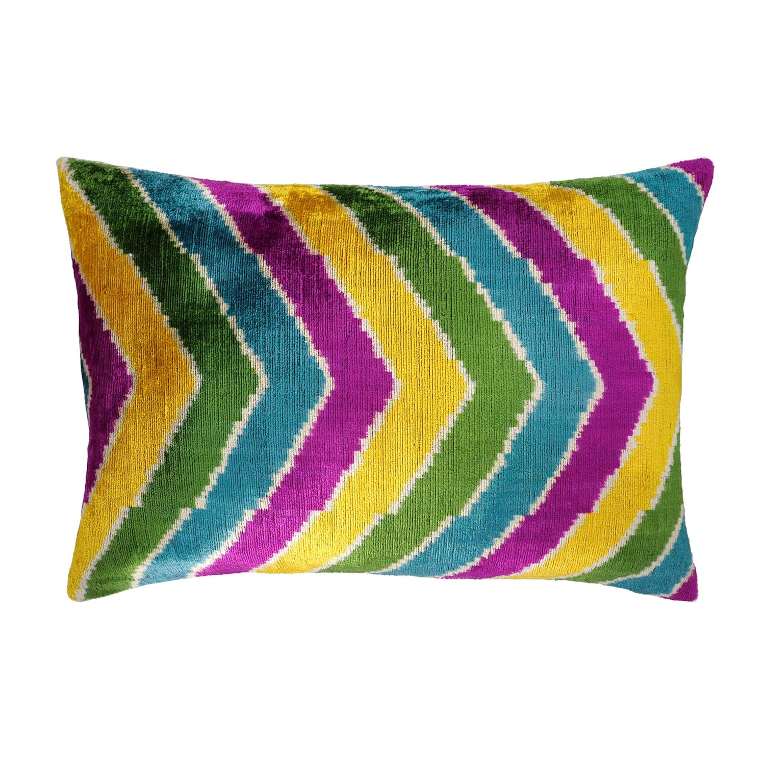 Copacabana Silk Velvet Ikat Throw Pillow Cover 16 X 24