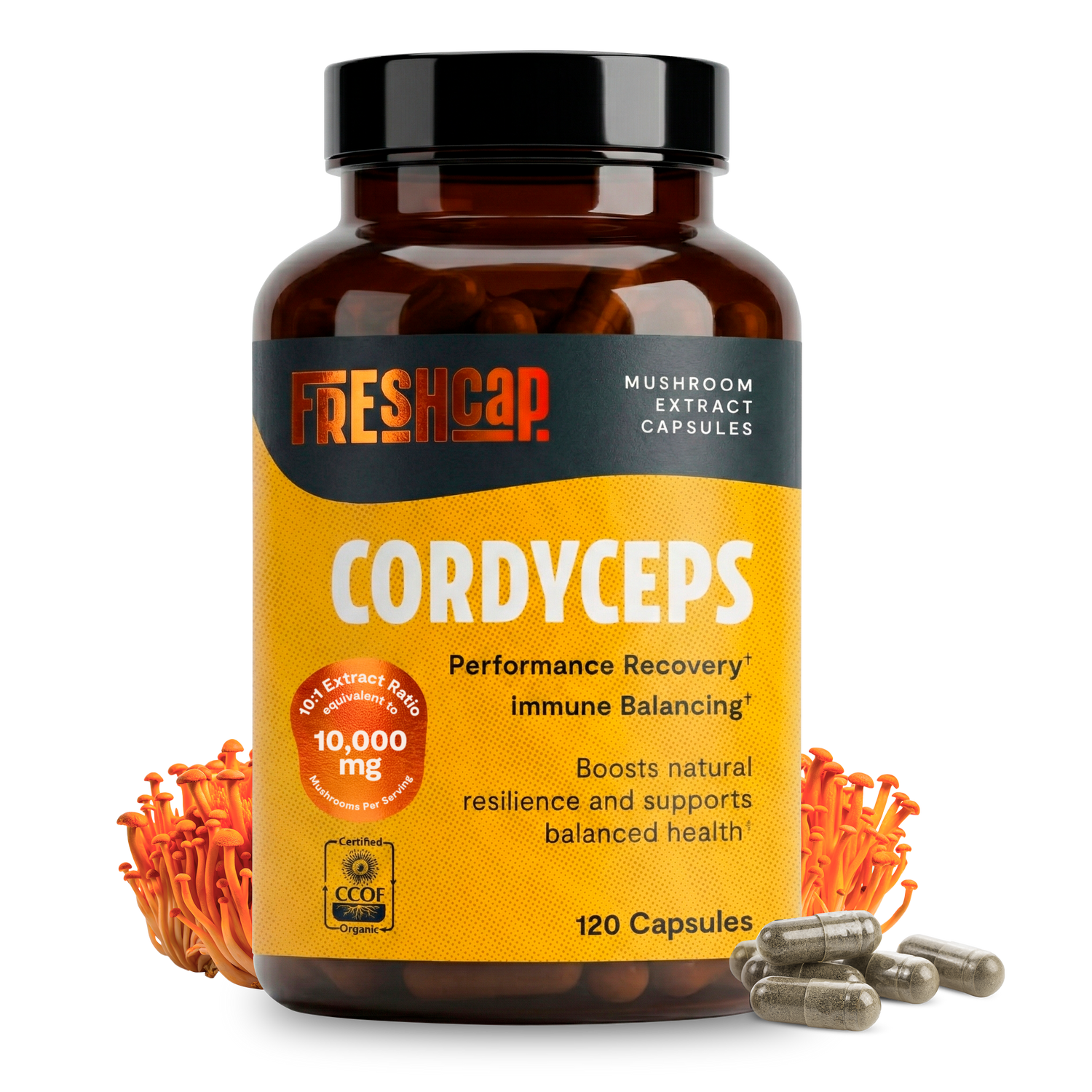 FreshCap Mushrooms Organic Cordyceps Mushroom Supplement Capsules