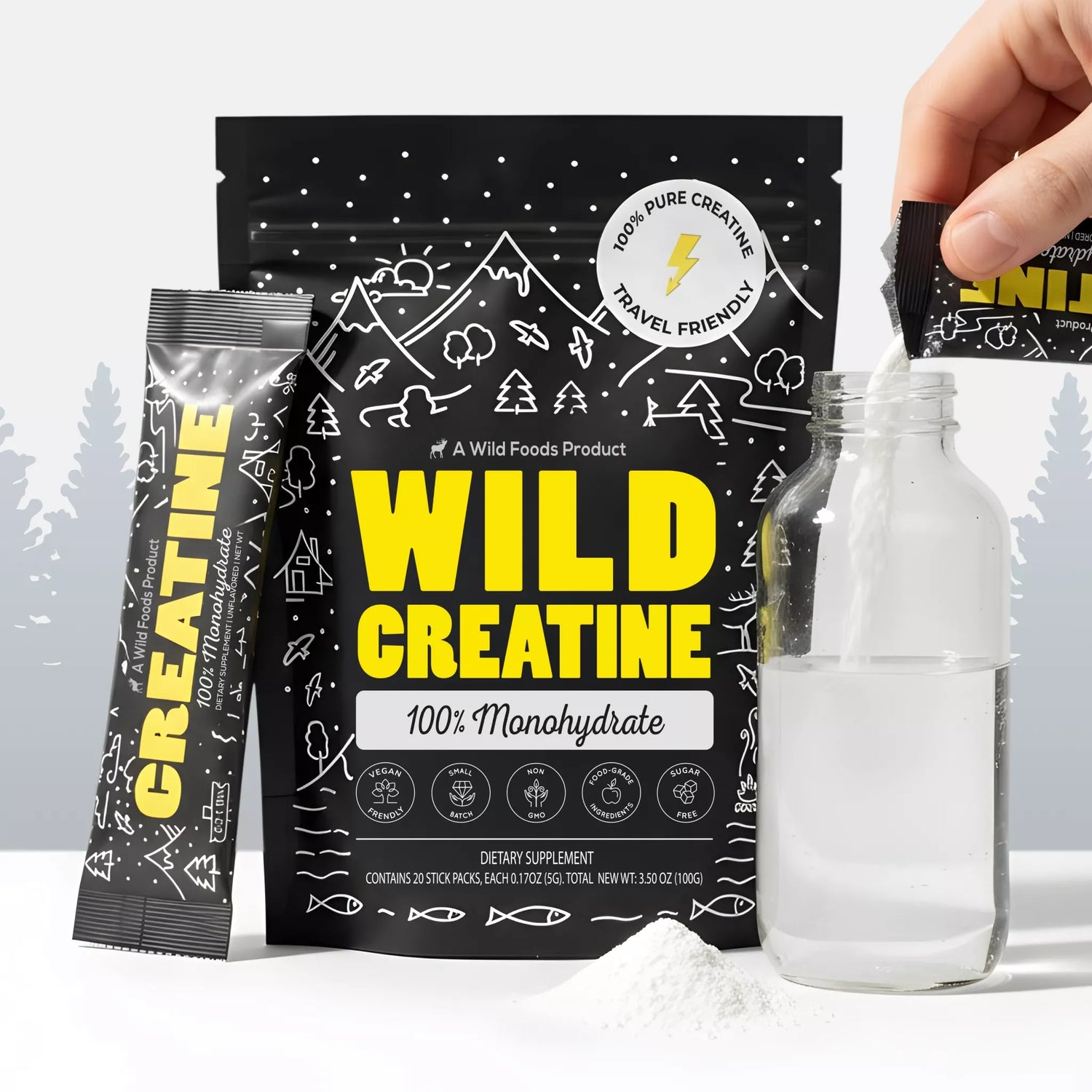 Wild Creatine Monohydrate, 20 Servings – 100% Pure for Strength & Endurance