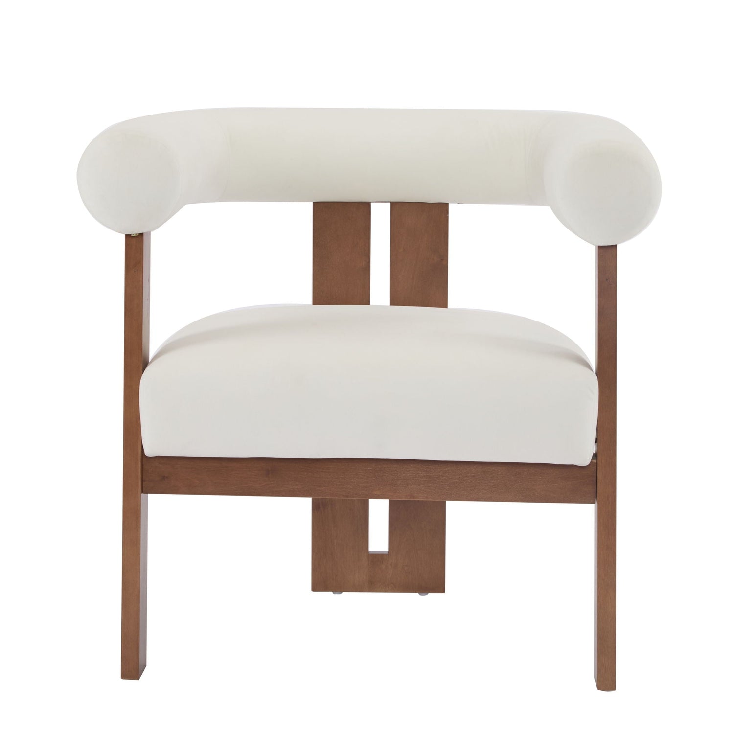Modern Upholstered Round Arm Accent Chair With Upholstery