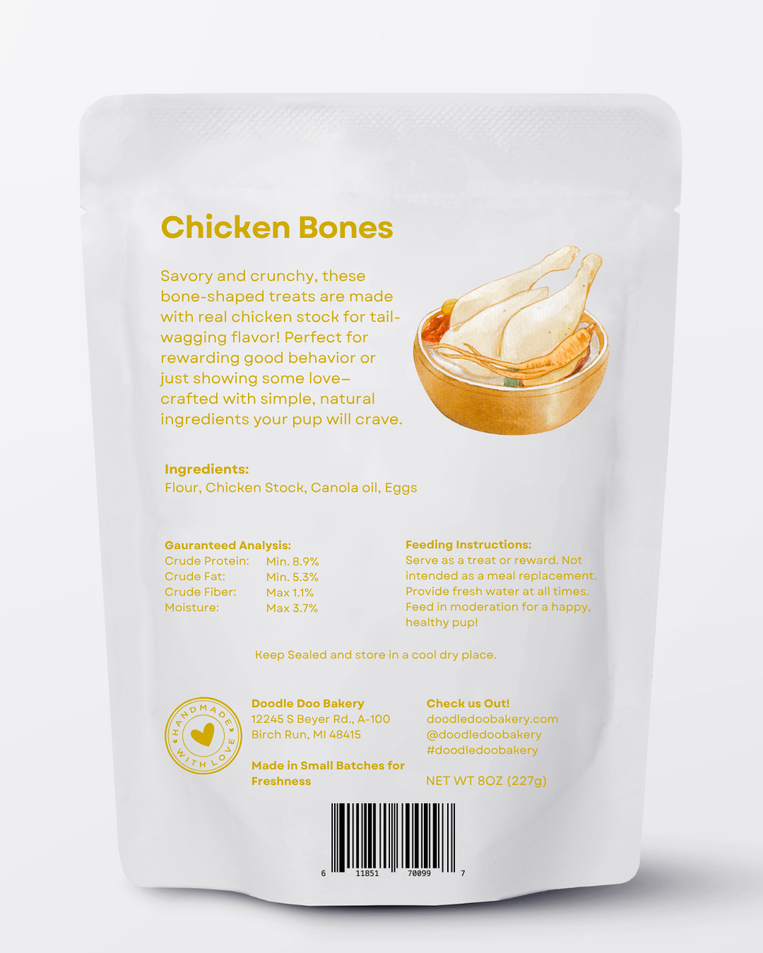 Doodle Doo Bakery 🍗Homemade Dog Treats - Chicken Treat 1/2lb