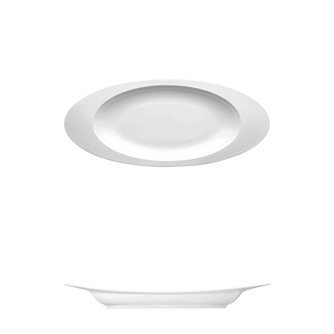Corby Hall Ecos Oval Platter | Catalog Number: 046 0038 | Dimensions: 18 3/4 x 8 1/4 in (48 x 21 cm)