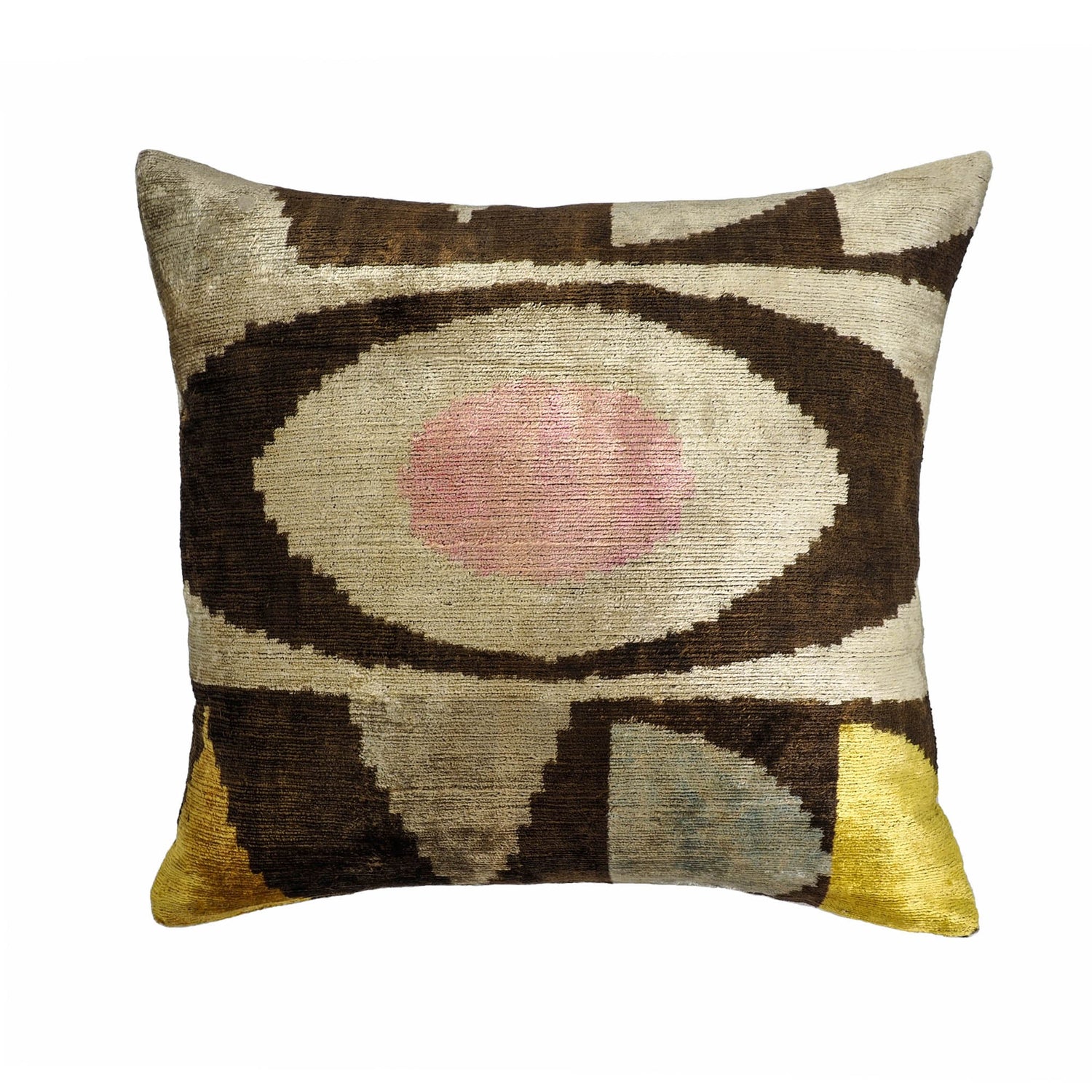 Eye of Ra 2 Silk Velvet Ikat Pillow Cover 20 X 20