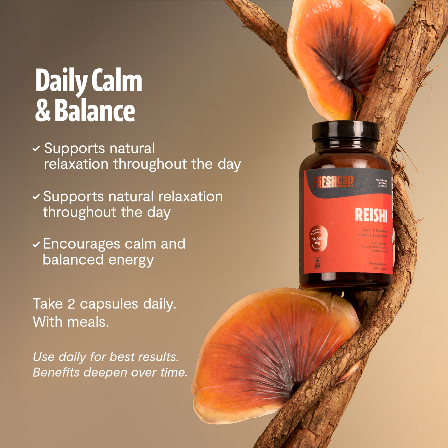 FreshCap Mushrooms Organic Reishi Mushroom Capsules