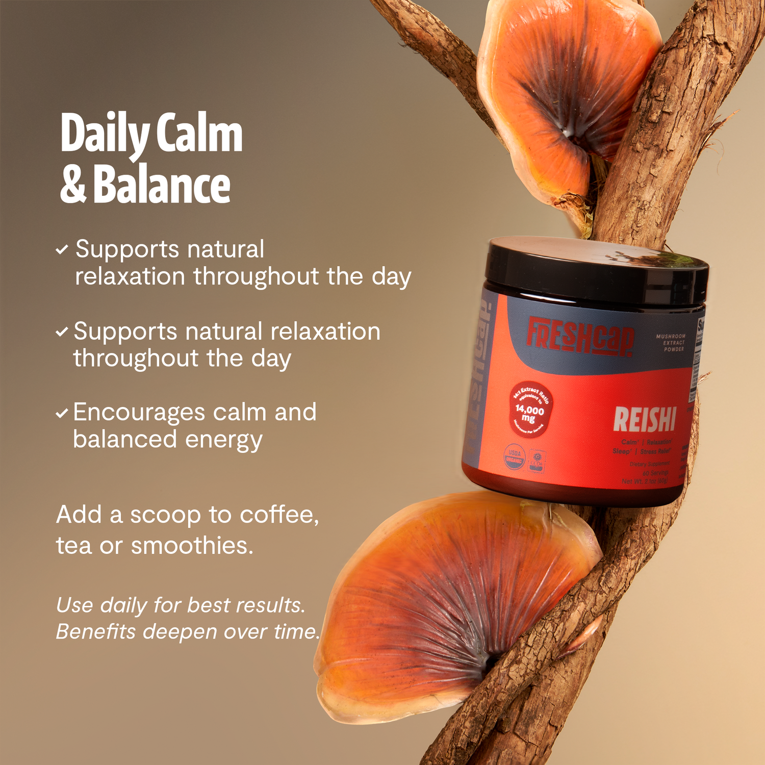 FreshCap Mushrooms Organic Reishi Mushroom Powder