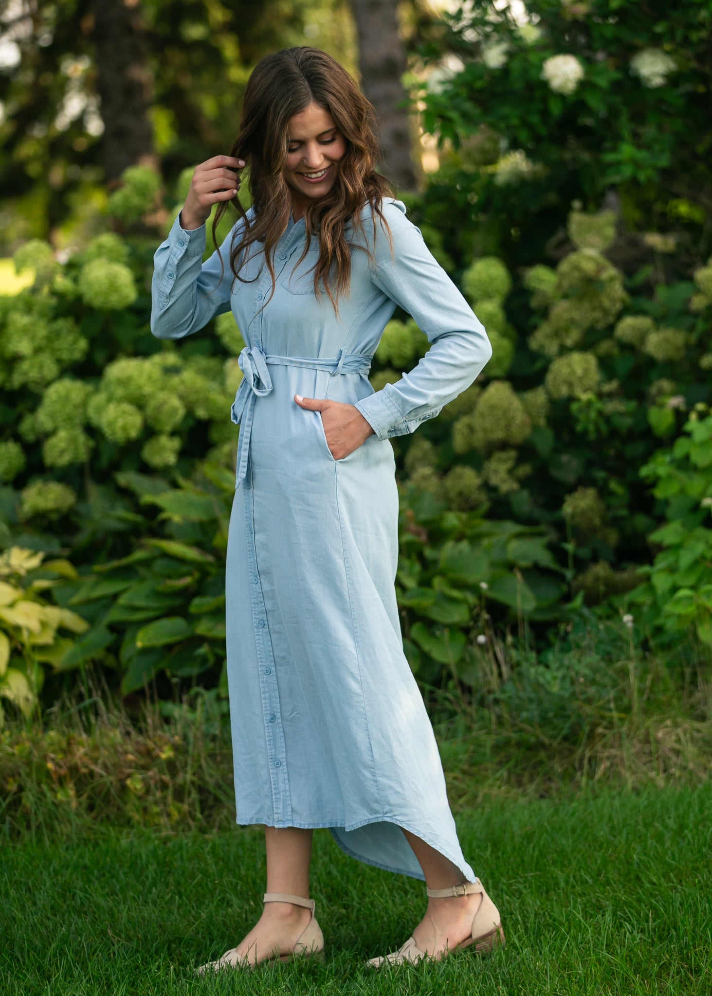 Inherit Co. Hazel Chambray Long Sleeve Dress