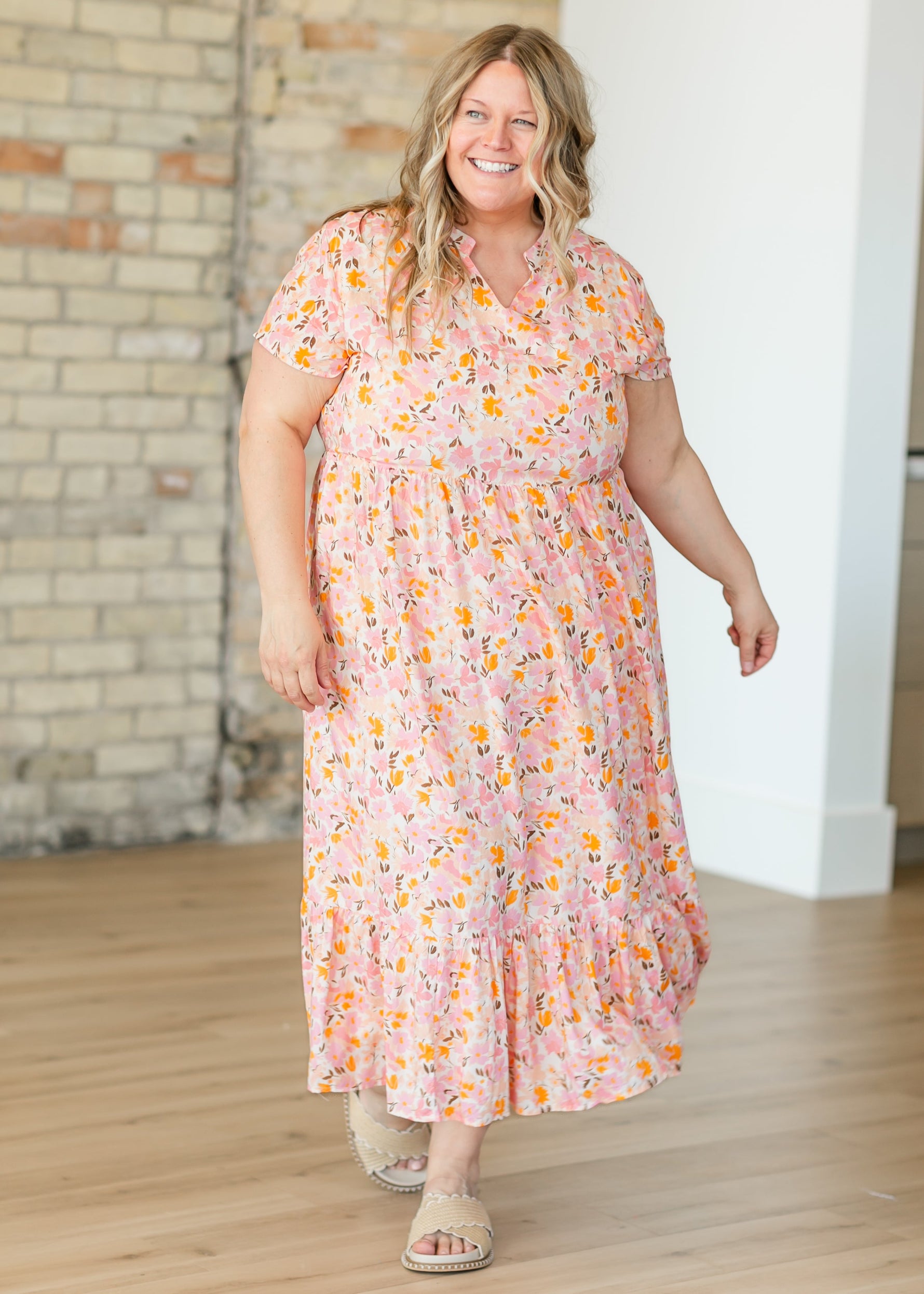 Jaydrien Floral Flutter Sleeve Midi Dress – Woman's World Shop