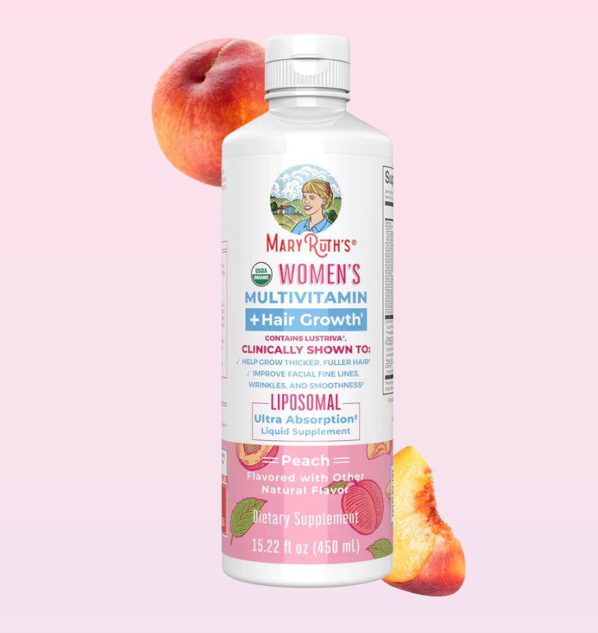 MaryRuth s Multivitamin + Lustriva Hair Growth Liposomal | Adults | Biotin | Vitamin D| B Vitamins | Thicker Hair  Wrinkles  Fine Lines  Skin Care | Women s Health | 15 fl oz