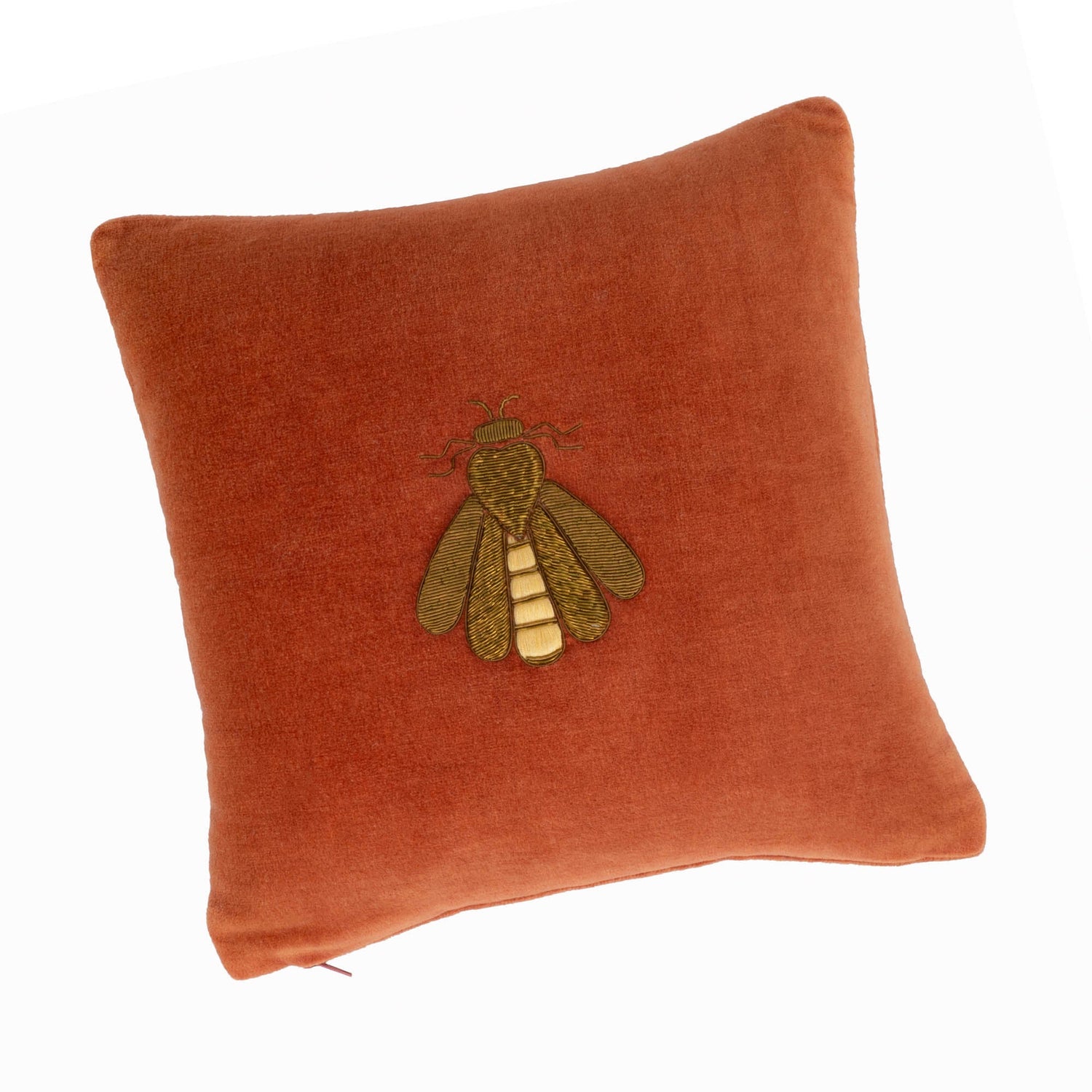 Red Bee Silk Velvet Throw Pillow Cover, 12"X12"
