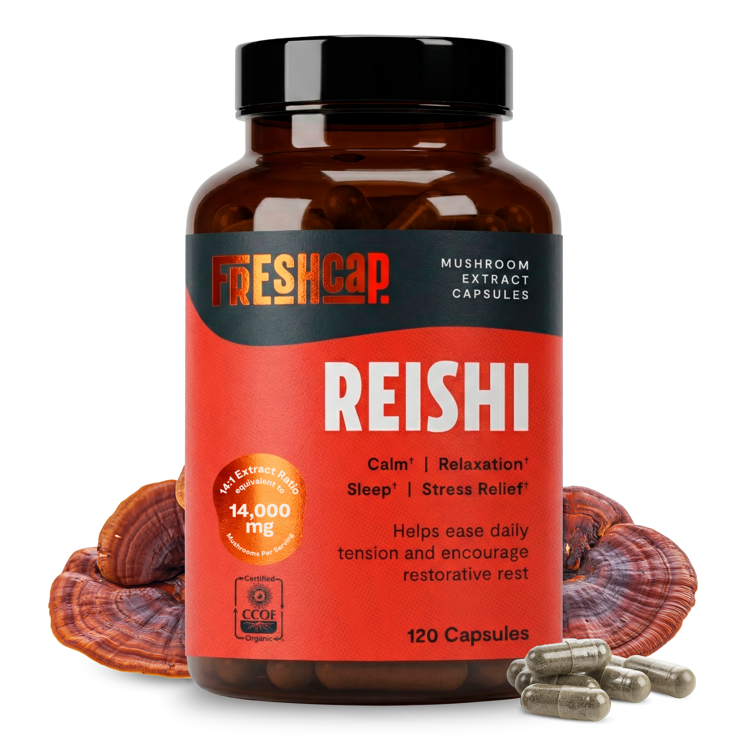 FreshCap Mushrooms Organic Reishi Mushroom Capsules