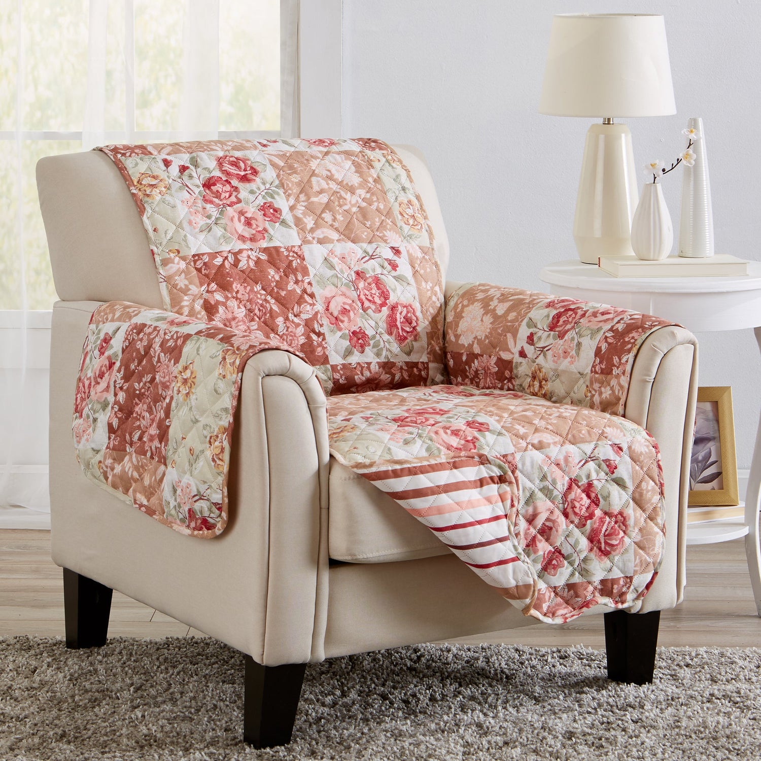 Reversible Floral Patchwork Furniture Protector - Maribel Collection