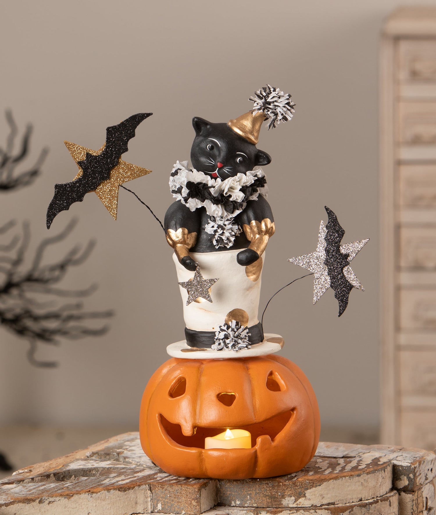 Top Hat Jack with Cat | Halloween Decor | Bethany Lowe